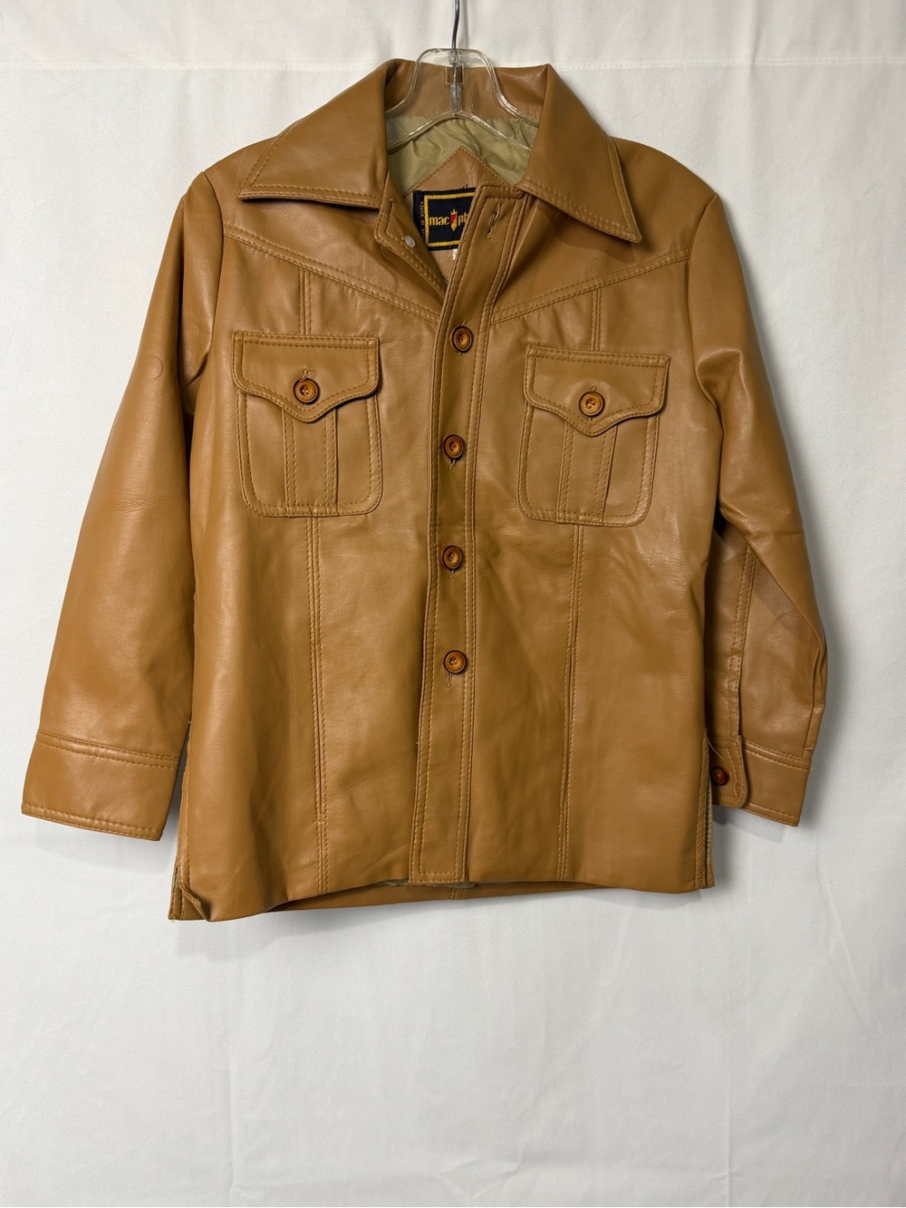 Vintage Macphergus Faux Leather Jacket Women’s M 12-14 Tan Camel 70s Jacket